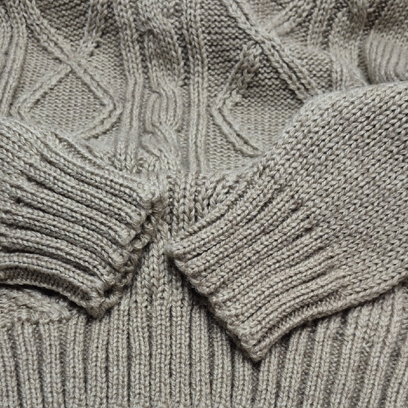 Vintage Men's Classic Cable Knit Crewneck Sweater  Unisex Size Large Tan - Picture 6 of 11